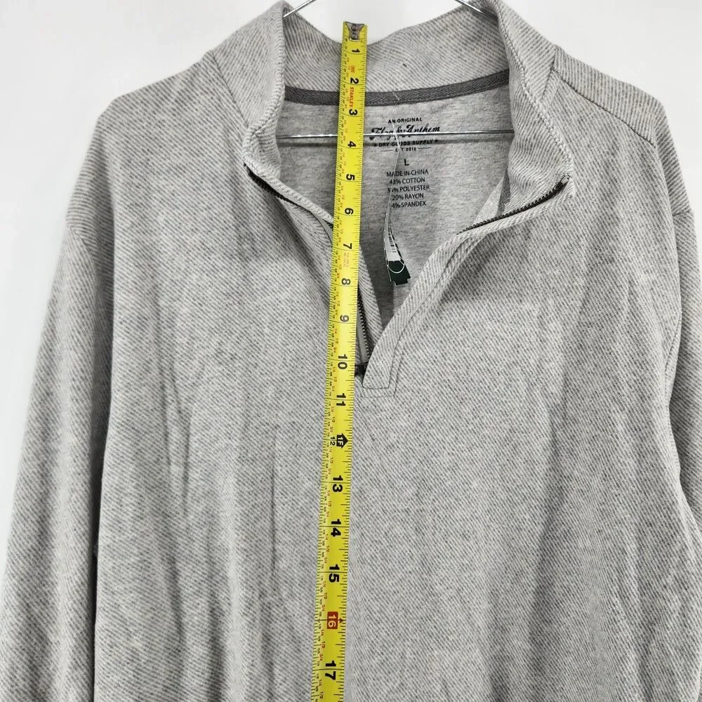 Flag & Anthem Men's Large Grey Hero Solid‎ Twill Quarter Zip Sweater NWT